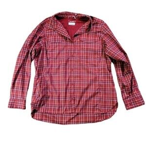 Columbia Omni-Shade Sun Protection Red Plaid Long Sleeve Top Size 1X